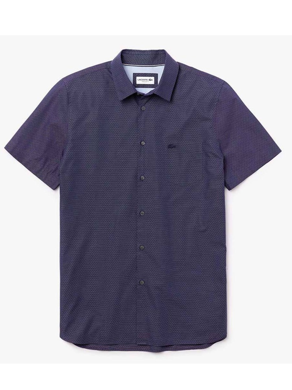 Lacoste Navy Blue Short-Sleeve Micro-Pattern Button-Down Shirt size 16.5